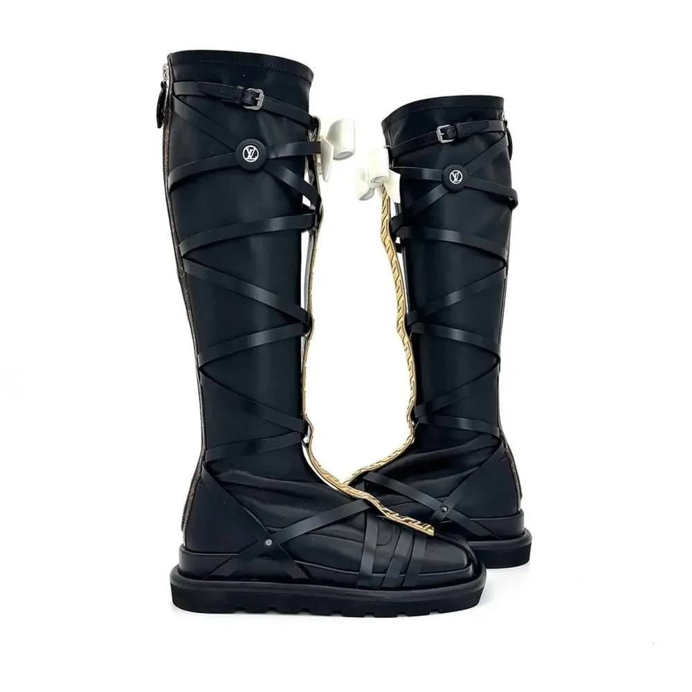NIB Louis Vuitton A/W 2021 Runway Fornasetti LV Monogram Knee High Boots 37